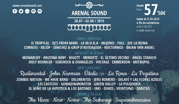 Arenal Sound: Nuevas confirmaciones y distribución por días